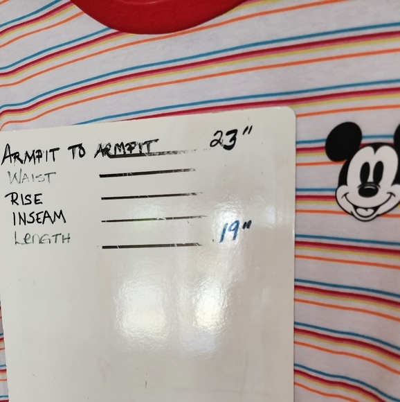 Disney red Mickey Mouse multi stripe short sleeve t-shirt waist tie XXL - Picture 3 of 6
